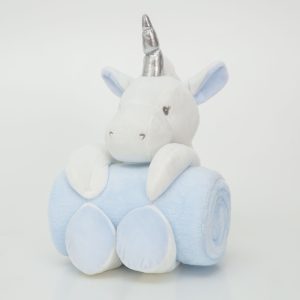 Baby Cradle Blanket Set Toy Unicorn Blue