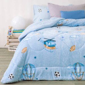 Duvet With Sherpa Airplane Single Size