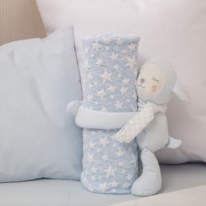 Baby Cradle Blanket Set Toy Sloth Blue