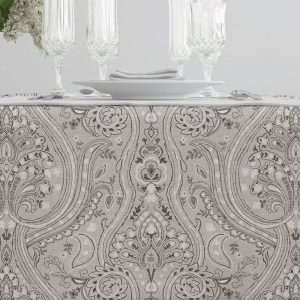 Squared Tablecloth Damask Grey