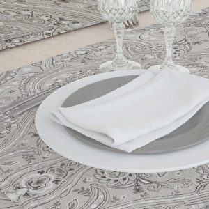 Squared Tablecloth Damask Grey