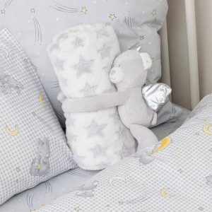 Baby Cradle Blanket Set Toy Angel Bear Grey