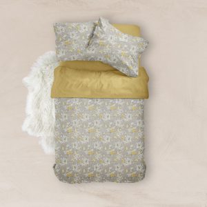 Duvet Cover Printed Lilybelle Grey Queen Size