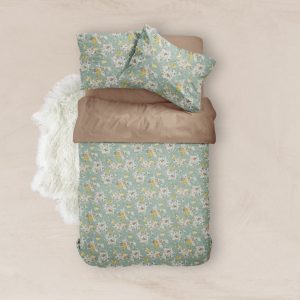 Duvet Cover Printed Lilybelle Olive Queen Size