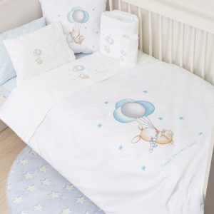Cotbed Duvet Cover Sweet Dreams Baby White-Blue
