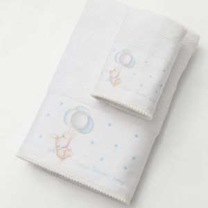 Baby Towels Set 2Pcs Sweet Dreams Baby White-Blue