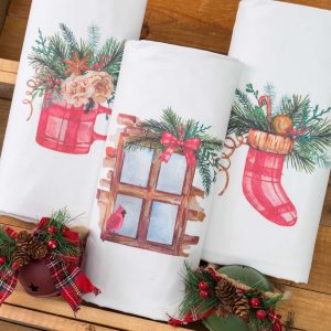 Christmas Kitchen Towels Carol Set 3Pcs