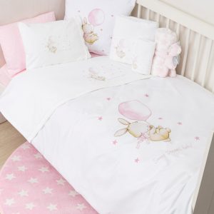 Cotbed Duvet Cover Sweet Dreams Baby White-Pink