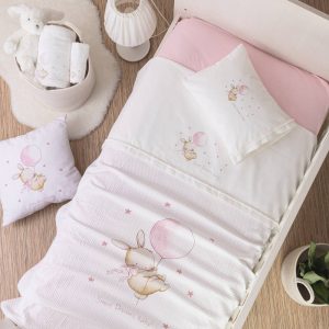 Κουβέρτα Πικέ Κούνιας Sweet Dreams Baby Λευκό-Ροζ