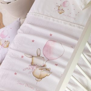 Κουβέρτα Πικέ Κούνιας Sweet Dreams Baby Λευκό-Ροζ