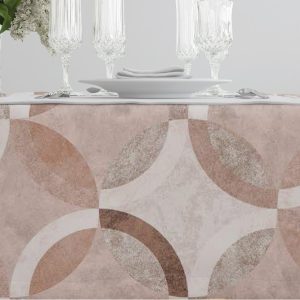 Squared Tablecloth Circles Beige