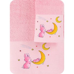 Baby Towels Set 2Pcs Bunny Pink