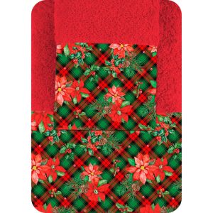 Christmas Towels Set 2Pcs Poinsettia Red
