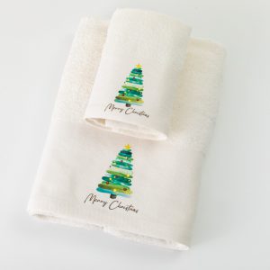 Πετσέτες Χριστουγεννιάτικες Σετ 2ΤΜΧ Christmas Tree Εκρού