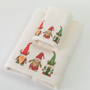Christmas Towels Set 2Pcs Dwarves Cream