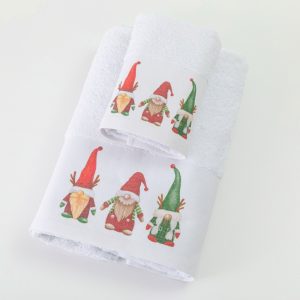 Christmas Towels Set 2Pcs Dwarves White