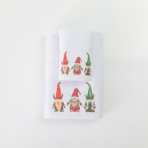 Christmas Towels Set 2Pcs Dwarves White