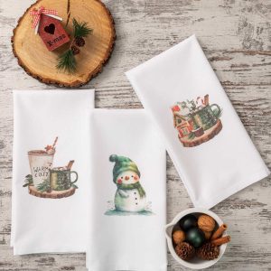 Christmas Kitchen Towels Snowman Set 3Pcs