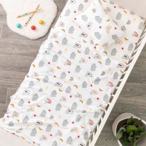 Cotbed Baby Flannel Bedsheets Rainbow Grey